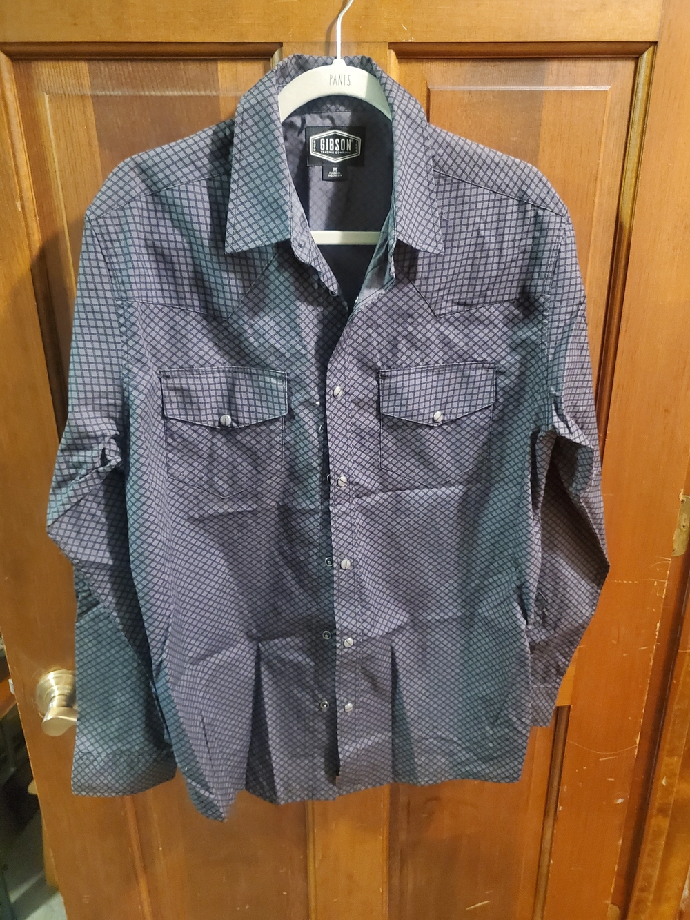Gibson Men's Dark Blue Micro-Check Dress Shirt